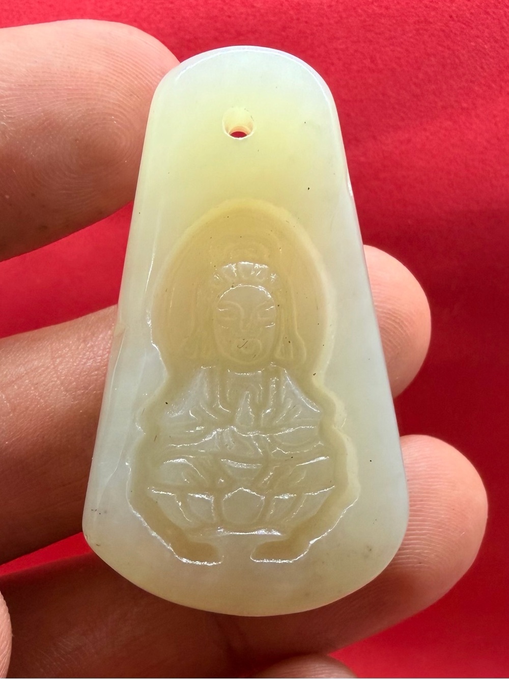 Natural Pale Yellow Jade Buddha Pendant Necklace